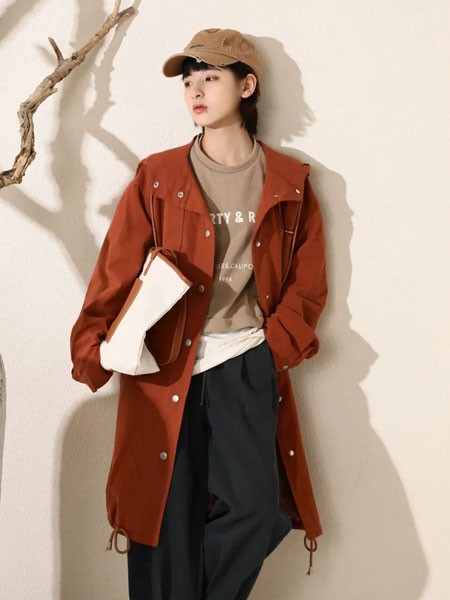 本色A8原创女装2022秋冬季咖啡色大衣