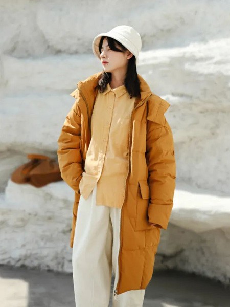 本色A8原创女装2022秋冬季黄色棉服