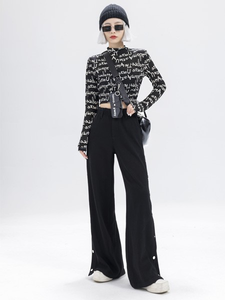 拓谷2022秋冬季黑色阔腿裤