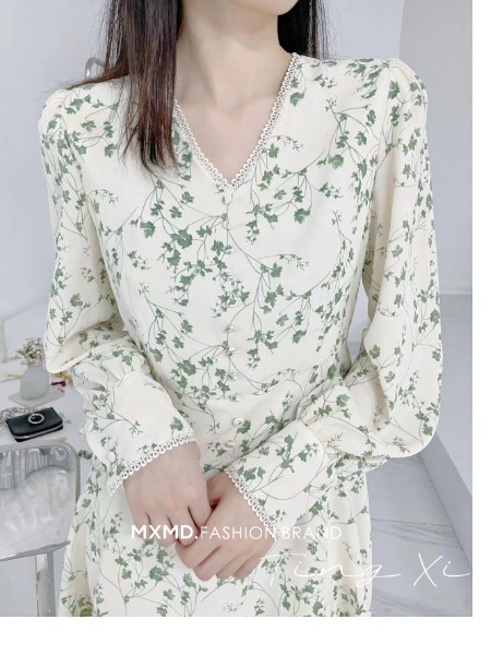 嫚皙MXMD女装2023春夏季白色连衣裙