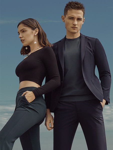 威尔浪WELLLONG男装2022春夏季黑色西装