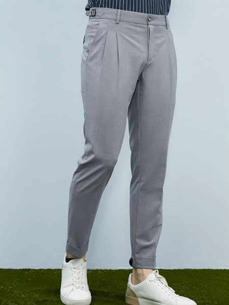 威尔浪WELLLONG男装2022春夏季灰色西装裤