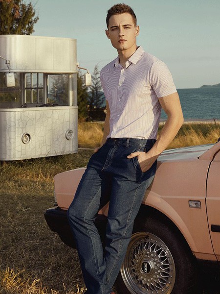 威尔浪WELLLONG男装2022春夏季白色polo衫