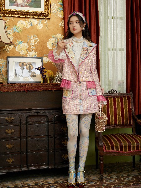 卡扣KAKOU女装2022秋冬季粉色大衣