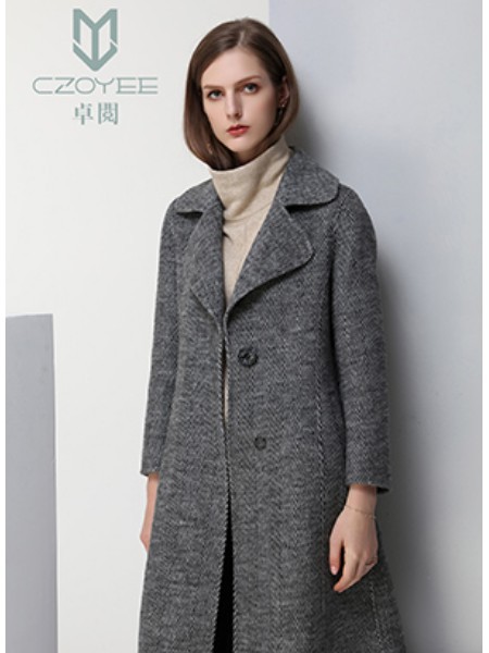 卓阅女装2022秋冬季灰色大衣