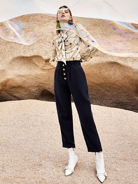 千伊诺女装2022秋冬季黑色长裤