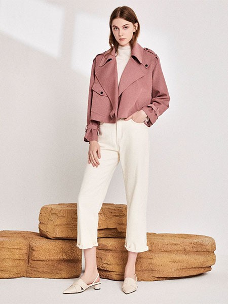 千伊诺女装2022秋冬季粉色衬衫