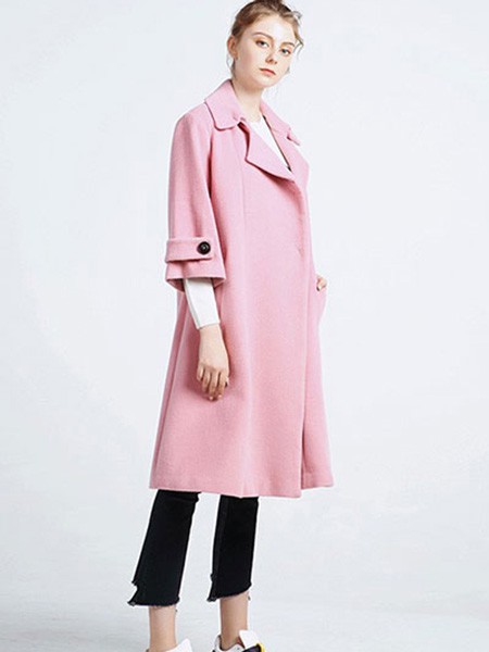 加嘉大女装2022秋冬季粉色大衣
