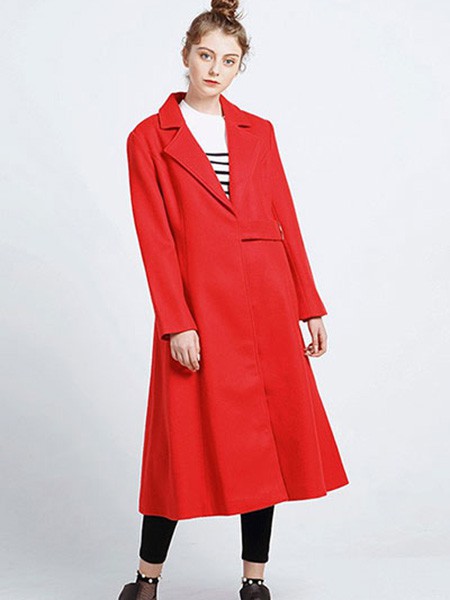 加嘉大女装2022秋冬季红色大衣