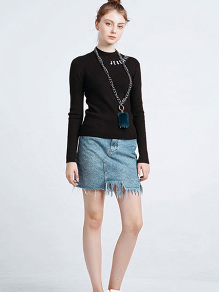 加嘉大女装2022秋冬季黑色针织衫