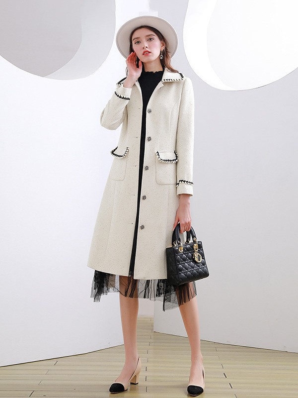 未风WIFING女装2022秋冬季白色大衣