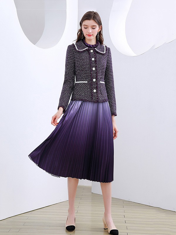 未风WIFING女装2022秋冬季紫色长裙