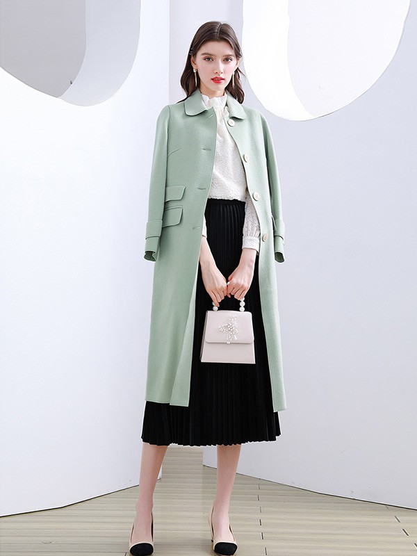 未风WIFING女装2022秋冬季绿色大衣