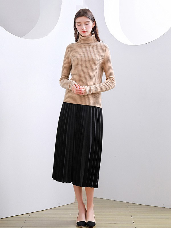 未风WIFING女装2022秋冬季黑色百褶裙