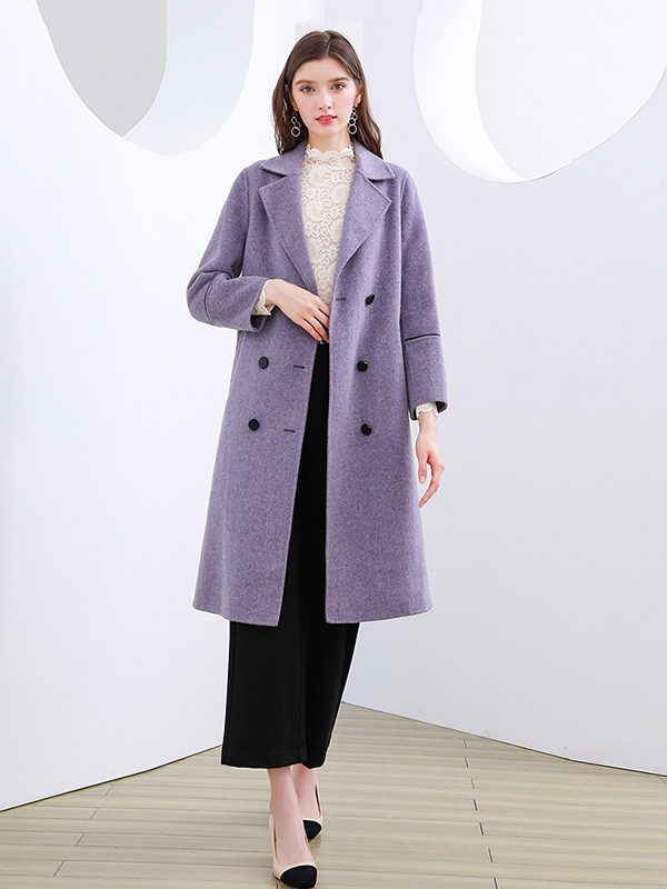 未风WIFING女装2022秋冬季紫色大衣