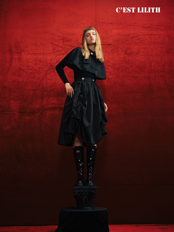 C’ESTLILITH女装2022秋冬季黑色连衣裙