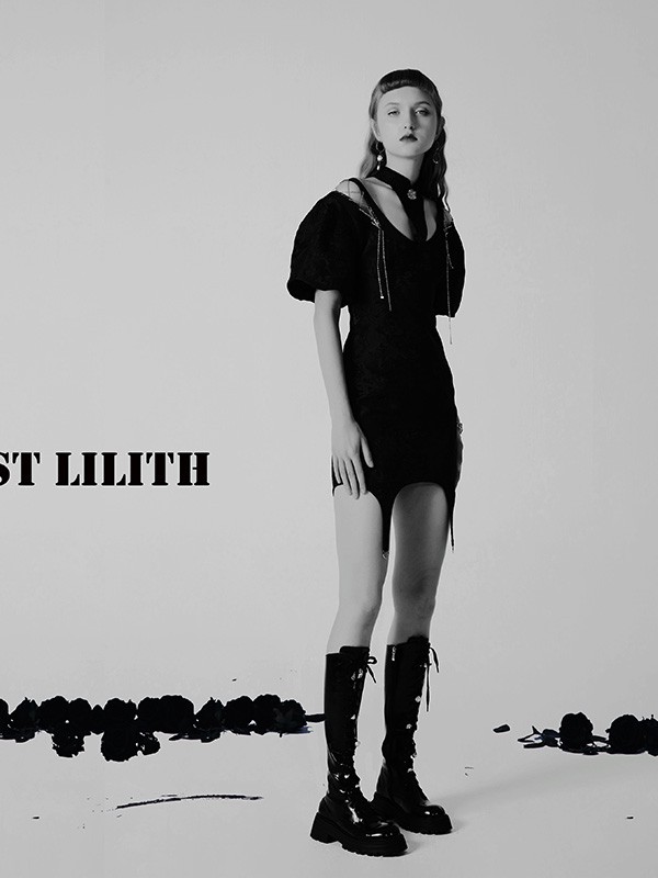 C’ESTLILITH女装2022秋冬季黑色连衣裙