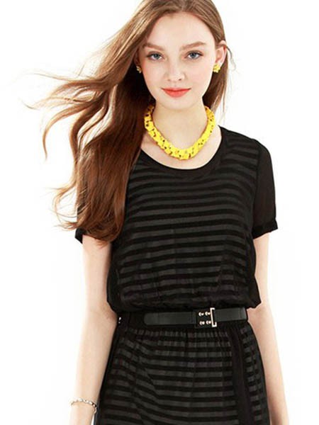 典云间女装2022春夏季黑色连衣裙