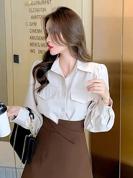 优韩一号UHAN1女装2023春夏季白色衬衫