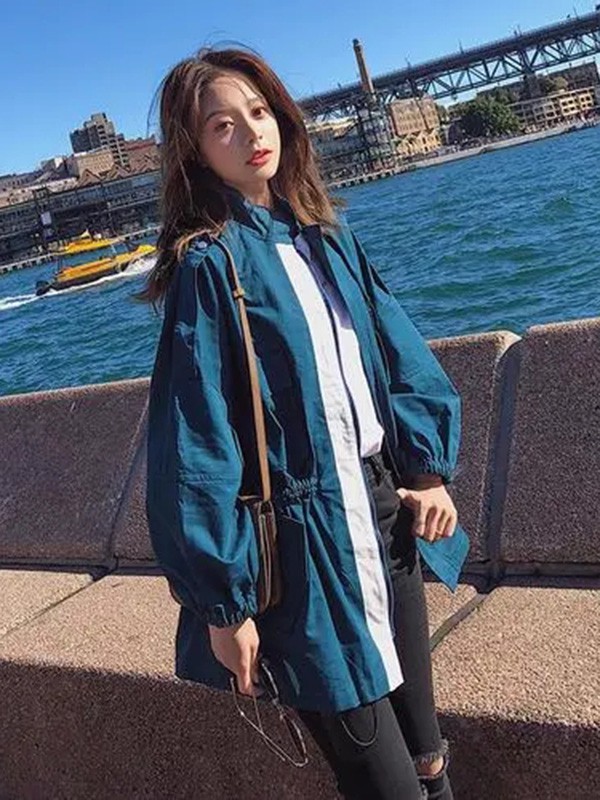 SANDRO女装2022秋冬季藏蓝色大衣