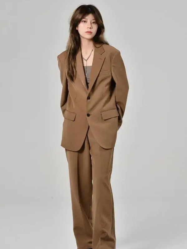 SANDRO女装2022秋冬季咖啡色西装