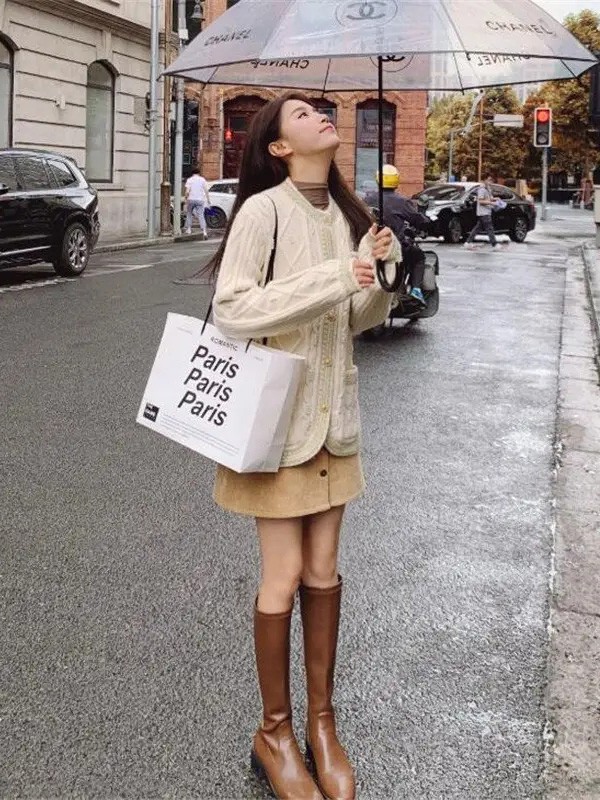 SANDRO女装2022秋冬季白色毛衣