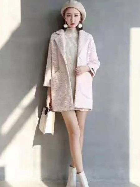 MISSONE女装2022秋冬季粉色大衣