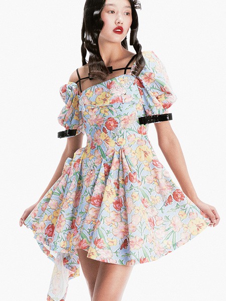 lefame2023春夏季蓝色连衣裙