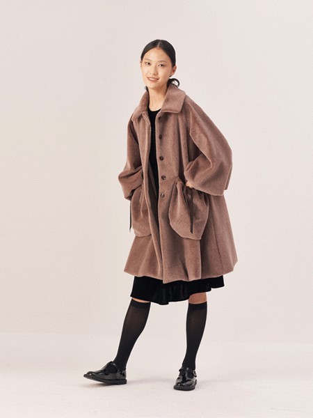 席牌Exzind女装2022秋冬季咖啡色大衣