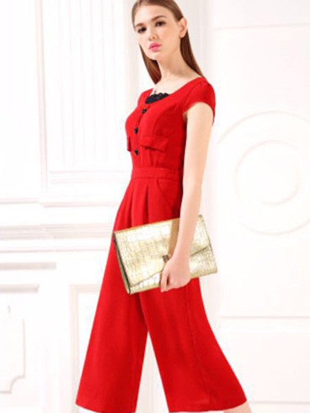 七彩蝶女装2022春夏季红色连体裤