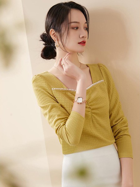 YBAI亦白女装2022秋冬季绿色针织衫