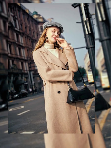 YBAI亦白女装2022秋冬季卡其色大衣