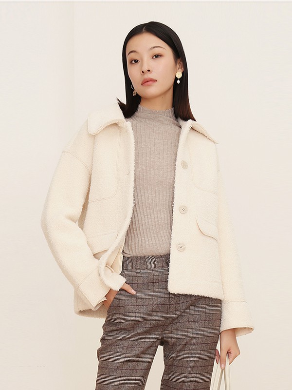 迷丝布女装2022秋冬季白色大衣