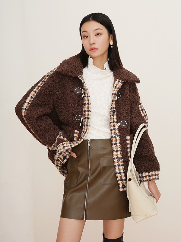 迷丝布女装2022秋冬季咖啡色大衣