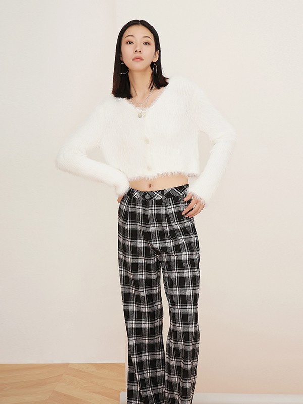 迷丝布女装2022秋冬季黑色阔腿裤