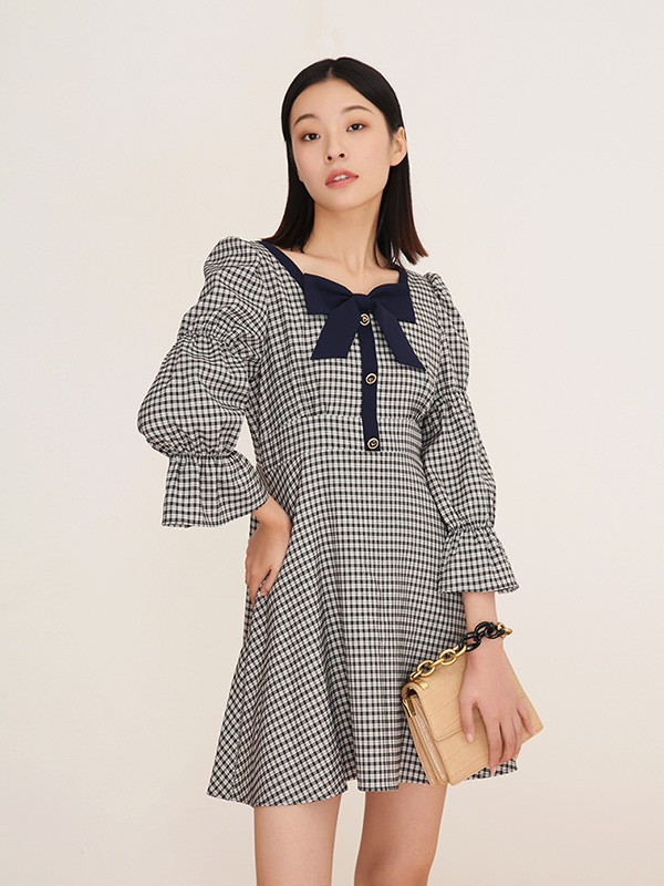 迷丝布女装2022秋冬季灰色连衣裙