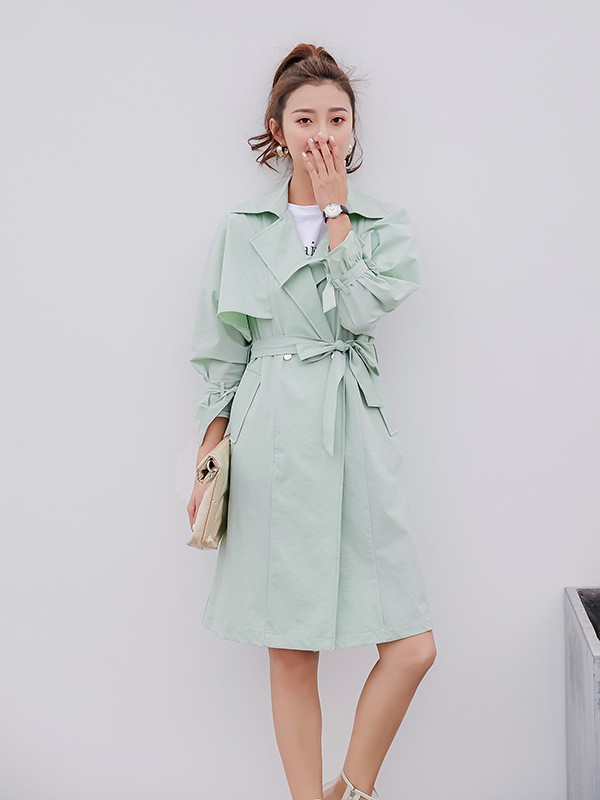 样女装2022秋冬季绿色风衣