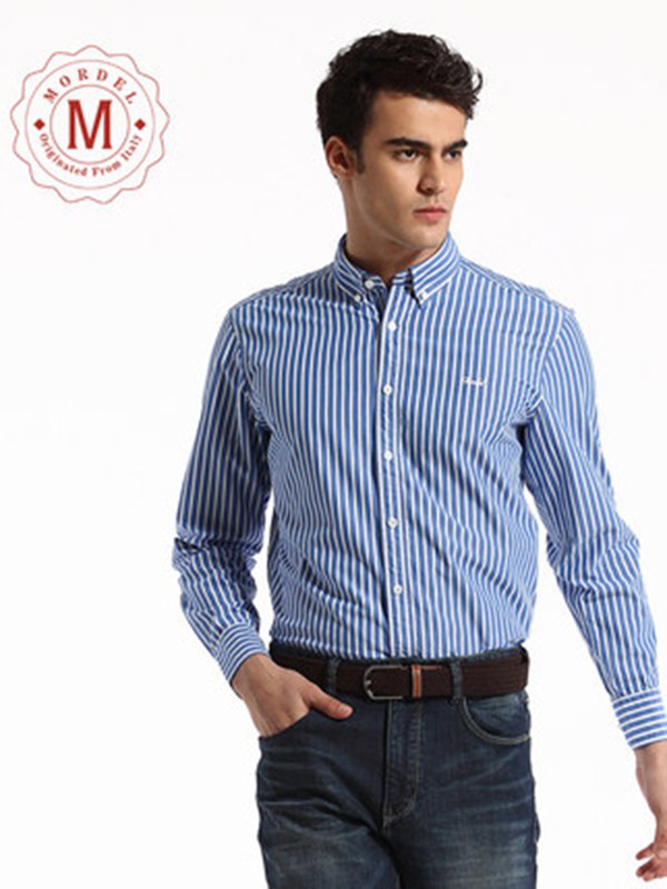 美尔顿2022秋冬季蓝色衬衫