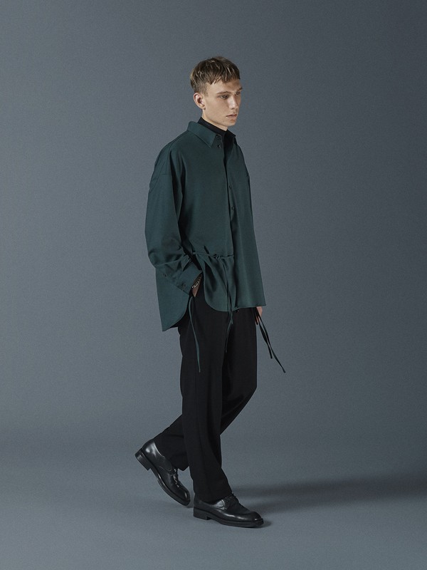 INITIAL伊迪索女装2022秋冬季墨绿色衬衫