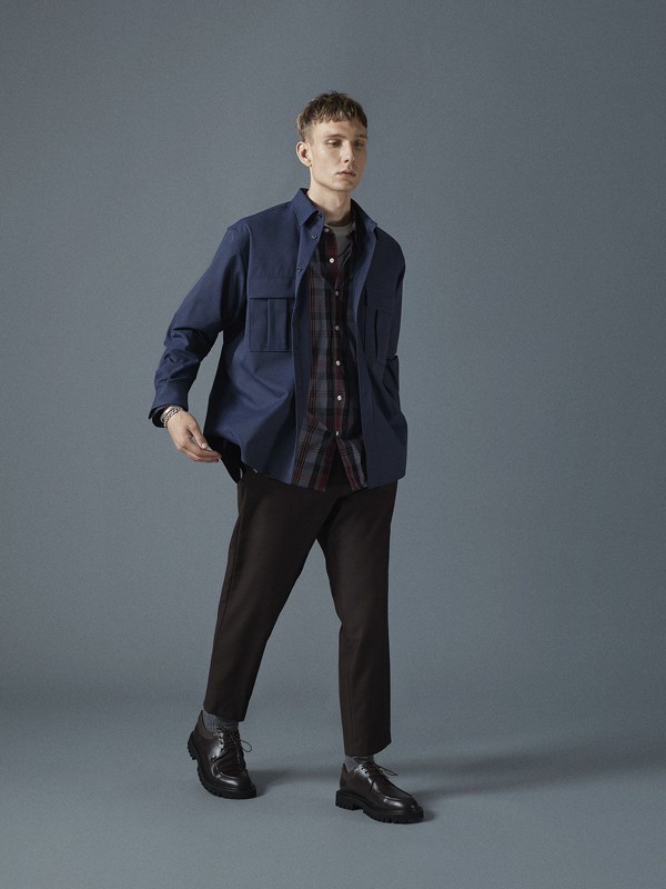 INITIAL伊迪索女装2022秋冬季藏蓝色衬衫