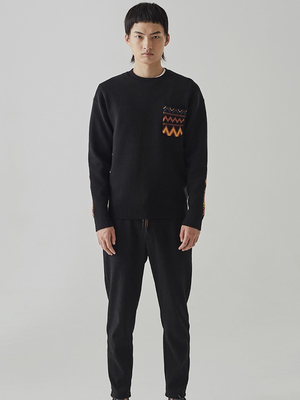 花門男装2022秋冬季黑色T恤