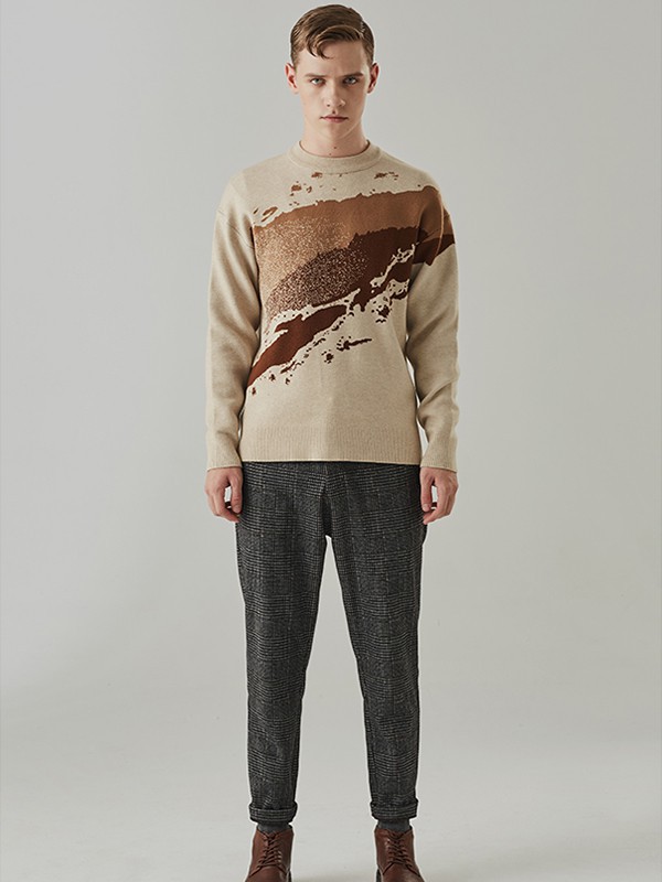 花門男装2022秋冬季白色毛衣