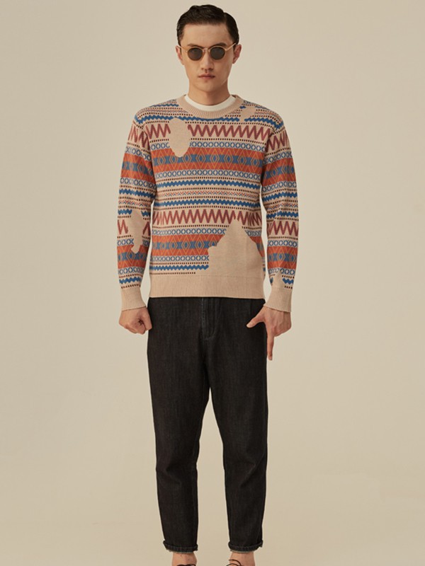 花門男装2022秋冬季米色T恤