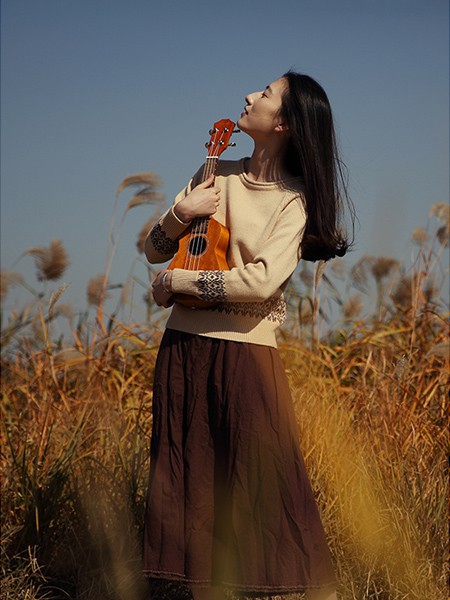 素缕女装2022秋冬季咖啡色长裙