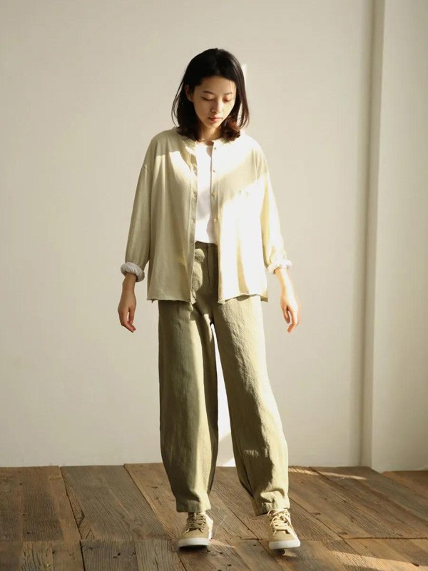 素缕女装2022秋冬季灰色长裤