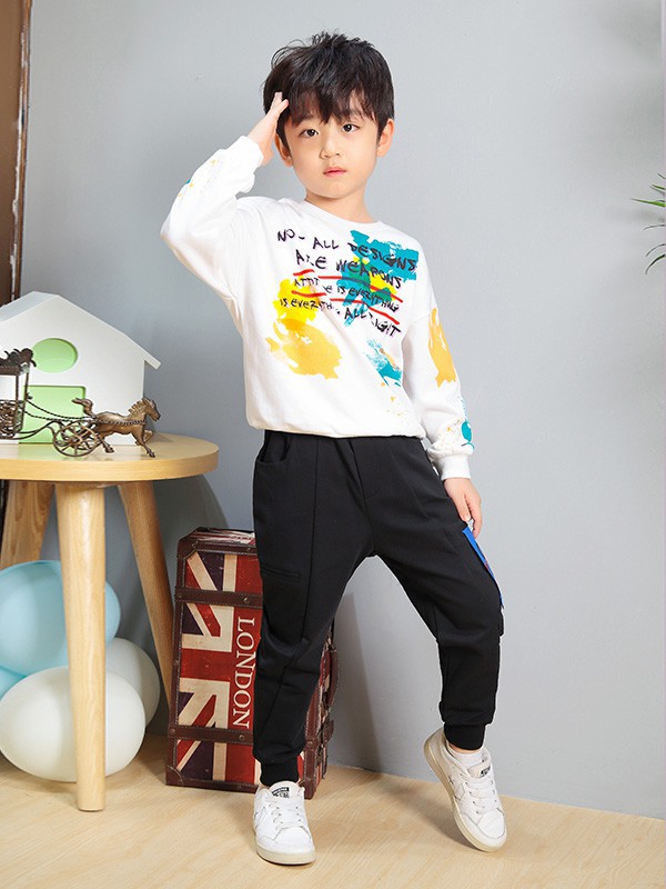 艾宝依童装2022秋冬季白色T恤