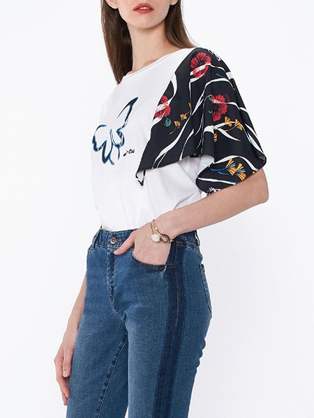 名略女装2023春夏季白色polo衫