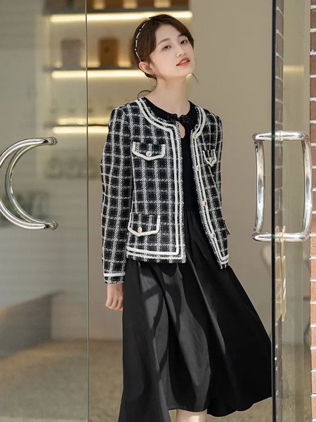 MIYU女装2022秋冬季黑色连衣裙