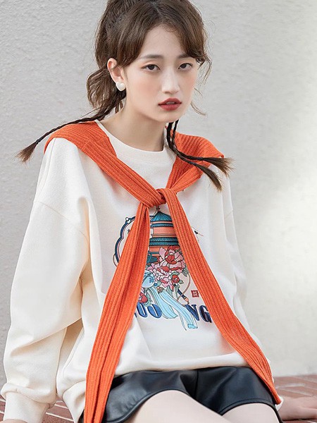 MIYU女装2022秋冬季藏蓝色polo衫