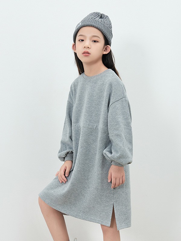 糖卡布衣童装2022秋冬季灰色连衣裙